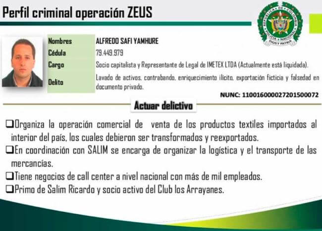 Alfredo Safi Yamhure, señalado  “zar de los textiles”, se entregó a la Policía