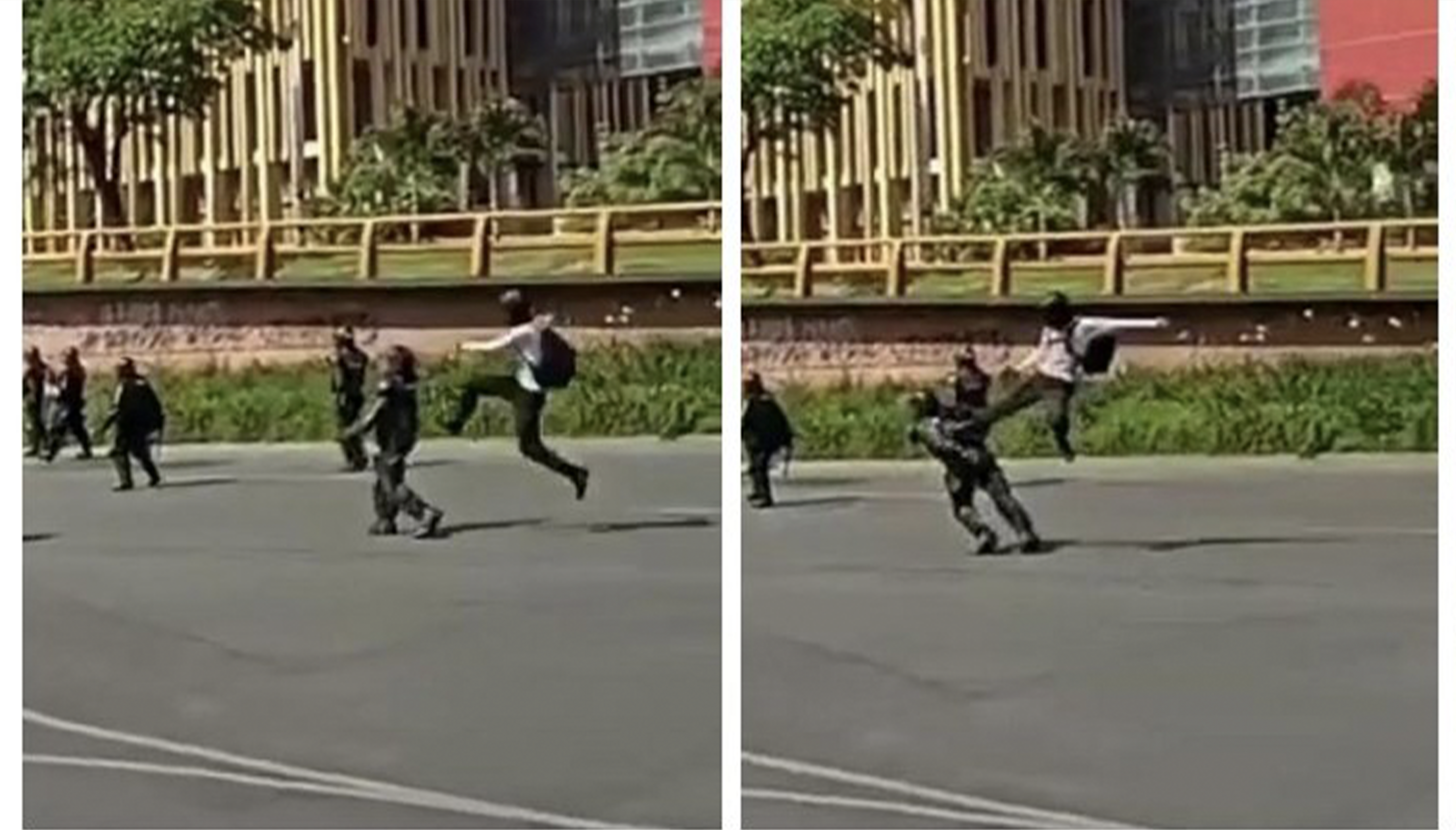 A la cárcel hombre que pateó a agente del Esmad en Medellín
