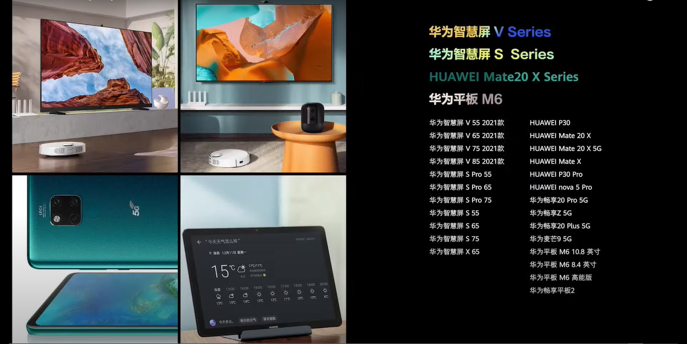 Listado compartido en la presentación de Huawei.
