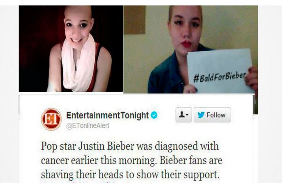 Fans de Justin Bieber engañadas en Twitter se raparon la cabeza