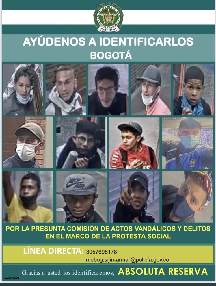 Fotos: Estos son los más buscados por presunto vandalismo en Bogotá