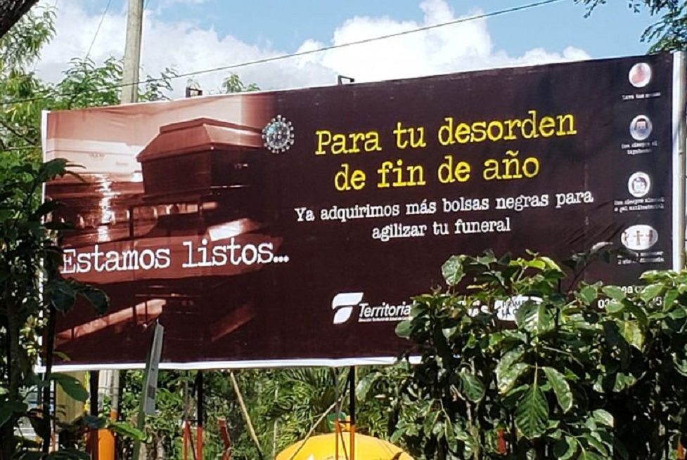 Polémica en Caldas por valla de las autoridades de salud sobre el COVID-19