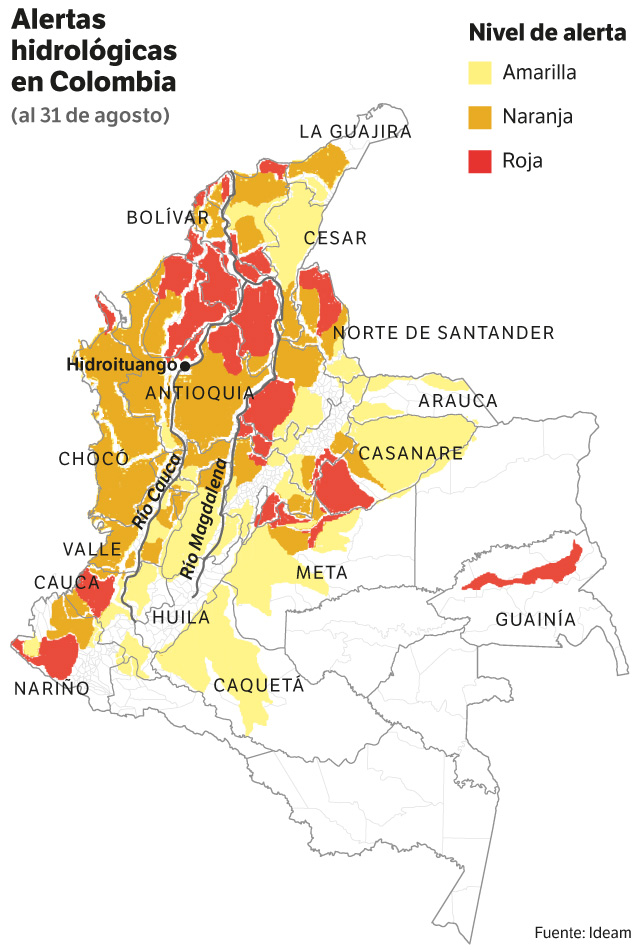 Alertas hidrológicas en Colombia