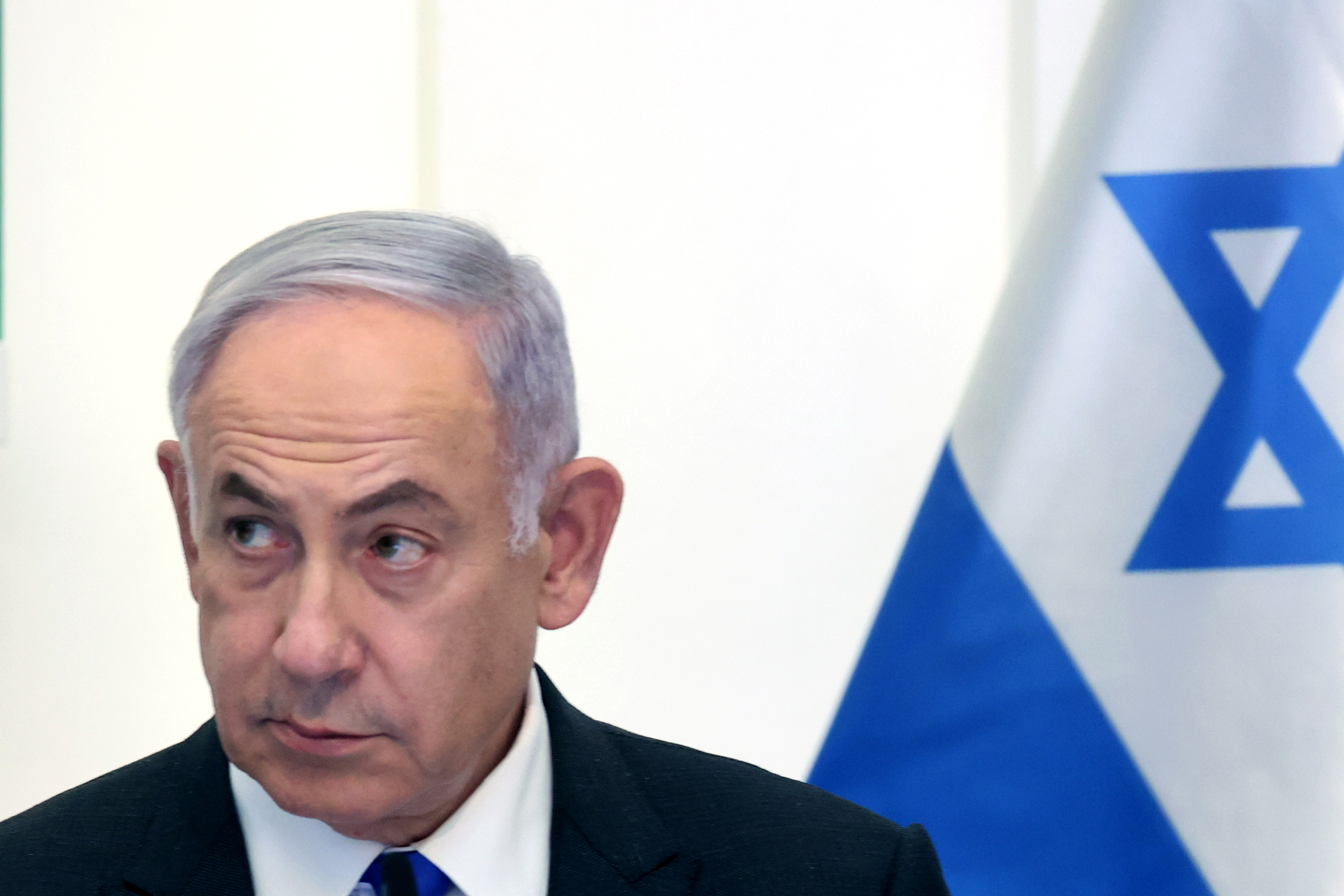 Jerusalem (Undefined), 05/06/2024.- Israeli Prime Minister Benjamin Netanyahu attends a Cabinet meeting at the Bible Lands Museum in Jerusalem, 05 June 2024. (Jerusalén) EFE/EPA/GIL COHEN-MAGEN / POOL