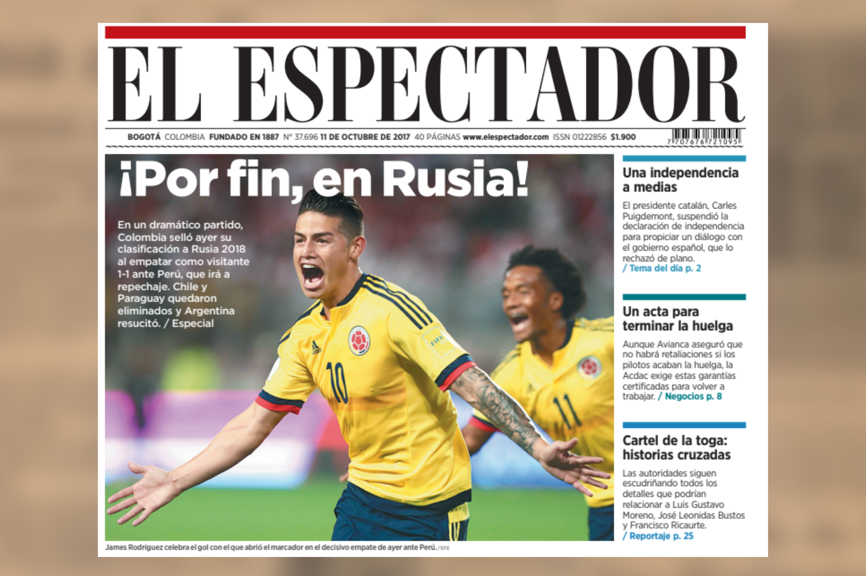 Las portadas de El Espectador de las clasificaciones de Colombia a los Mundiales