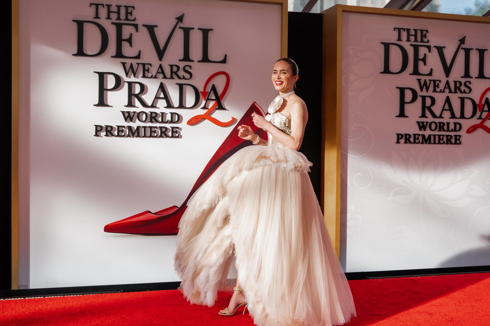 New York (United States), 20/04/2026.- British actress Emily Blunt arrives for the world premiere of 20th Century Studios’ film 'The Devil Wears Prada 2' in New York, New York, USA, 20 April 2026. (Nueva York) EFE/EPA/Olga Fedorova
