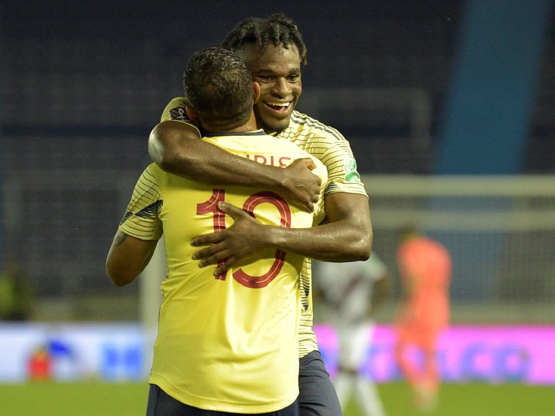 La dupla goleadora de la selección de Colombia y el Atalanta italiano, Duván Zapata y Luis Fernando Muriel. Ambos comandarán el ataque de la tricolor ante Chile, este martes. / EFE