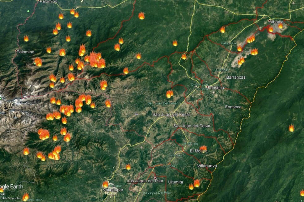 800 hectáreas de la Sierra Nevada de Santa Marta se están incendiando