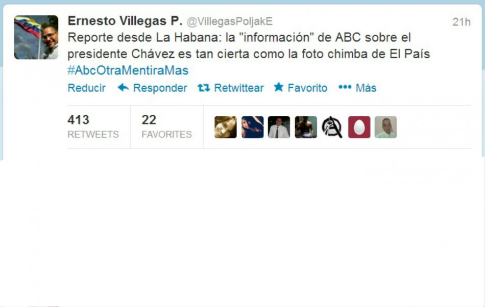 Ministro venezolano dice que afirmaciones de ABC sobre salud de Chávez son falsas
