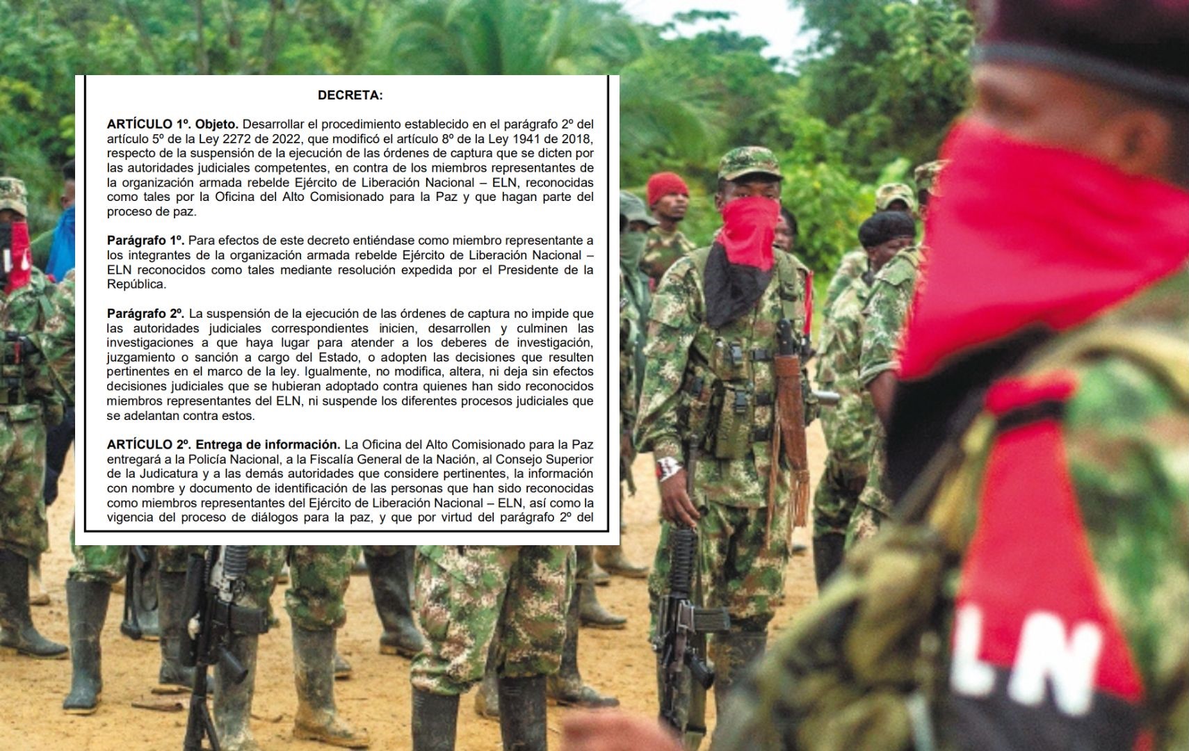 Gobierno alista decreto para regular la suspensión de órdenes de captura contra ELN