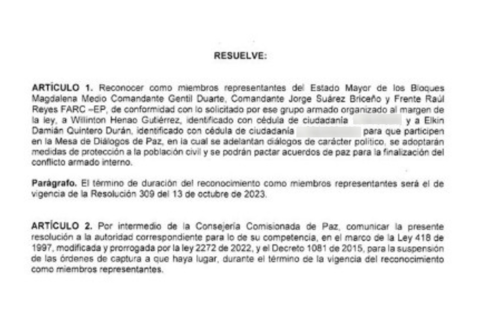 La resolución donde se nombra a Mocho Olmedo como delegado de la mesa del EMBF.