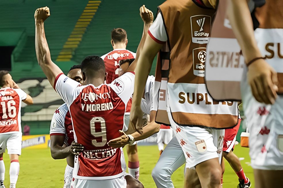Yeison Moreno, uno de los goleadores de Santa Fe contra Deportivo Cali.