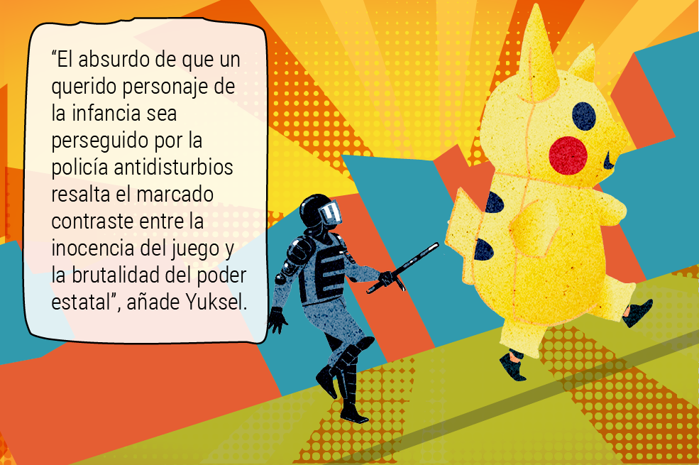 Hace treinta años, Pikachu huía del Equipo Rocket. Hoy, este querido roedor eléctrico corre entre gases lacrimógenos y escudos antidisturbios.