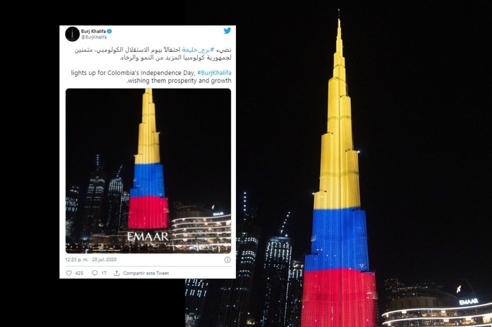No, el Burj Khalifa no puso la bandera de Colombia a favor del Paro Nacional