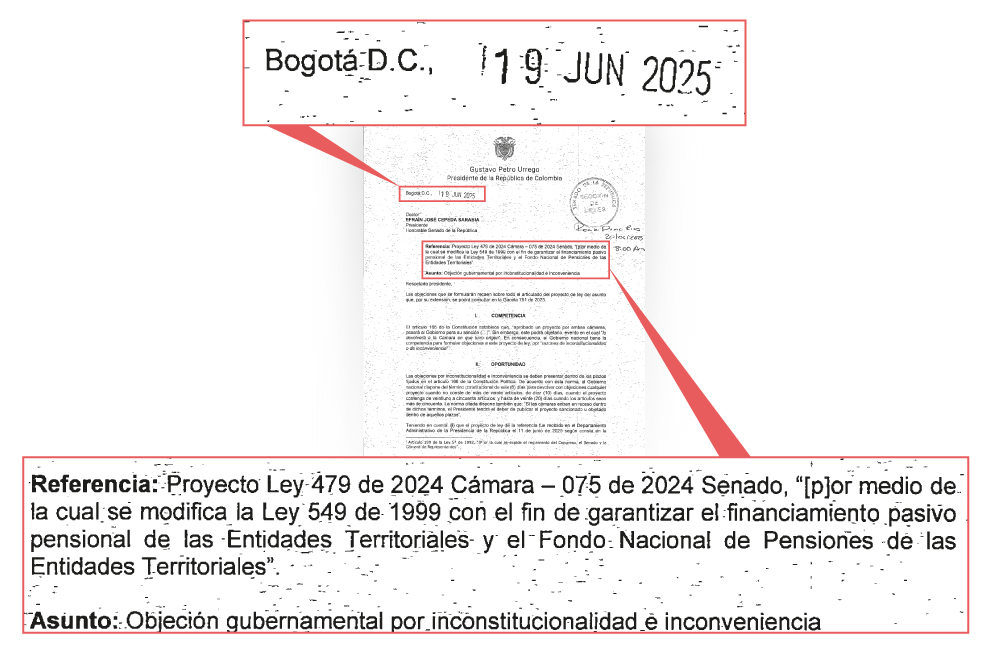 Este es el documento con el que la Casa de Nariño objetó el proyecto de ley que le otorgaba mayor autonomía a los territorios para utilizar el FONPET.