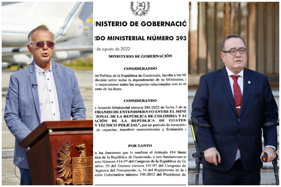 Iván Velásquez (izquierda) junto a Alejandro Giammattei, presidente de Guatemala.