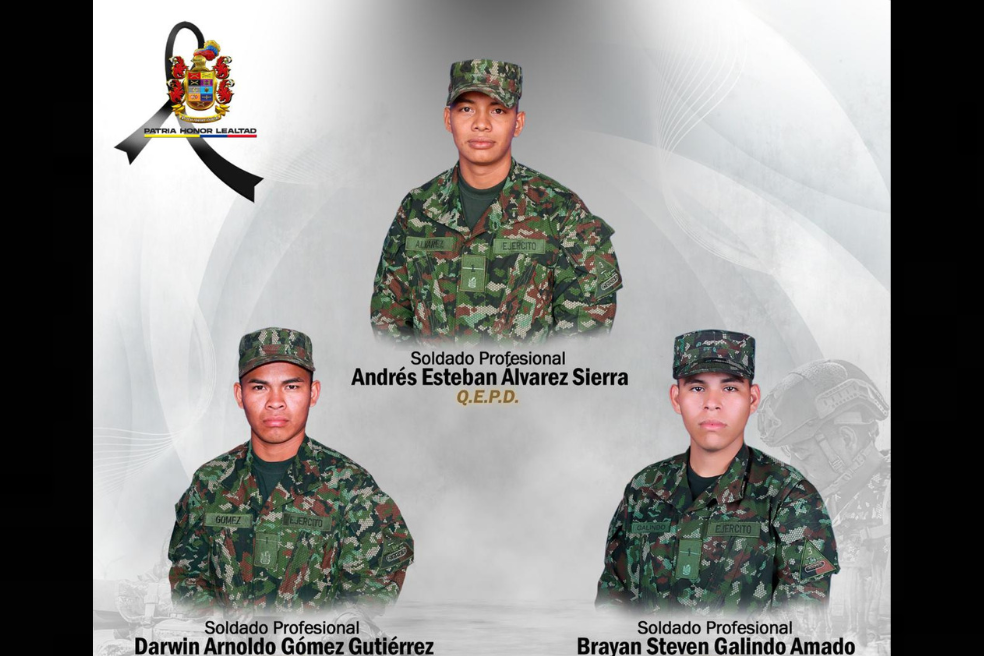 Tres soldados del Ejército murieron en ataque con drones en frontera con Ecuador