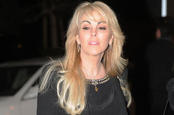 Lindsay Lohan hit Beverly Hills with her mom, Dina, as they were seen heading to a limousine in the city. The pair were both dressed up with Lindsay fashioning a black fur styled jacket, a black top, black leggings, black thigh high boots and carrying a green handbag. The actress, showing off her pink lipstick and her long blonde hair, looked as though it had been a long day, which started earlier in court. Mom, Dina, wore an extremely short gold trimmed black dress, black leggings and a matching blazer. They were heading to an event in Beverly Hills.
<P>
Pictured: Dina Lohan
<P>
<B>Ref: SPL364079 230212 </B><BR/>
Picture by: Splash News<BR/>
</P><P>
<B>Splash News and Pictures</B><BR/>
Los Angeles: 310-821-2666<BR/>
New York: 212-619-2666<BR/>
London: 870-934-2666<BR/>
photodesk@splashnews.com<BR/>
</P>
