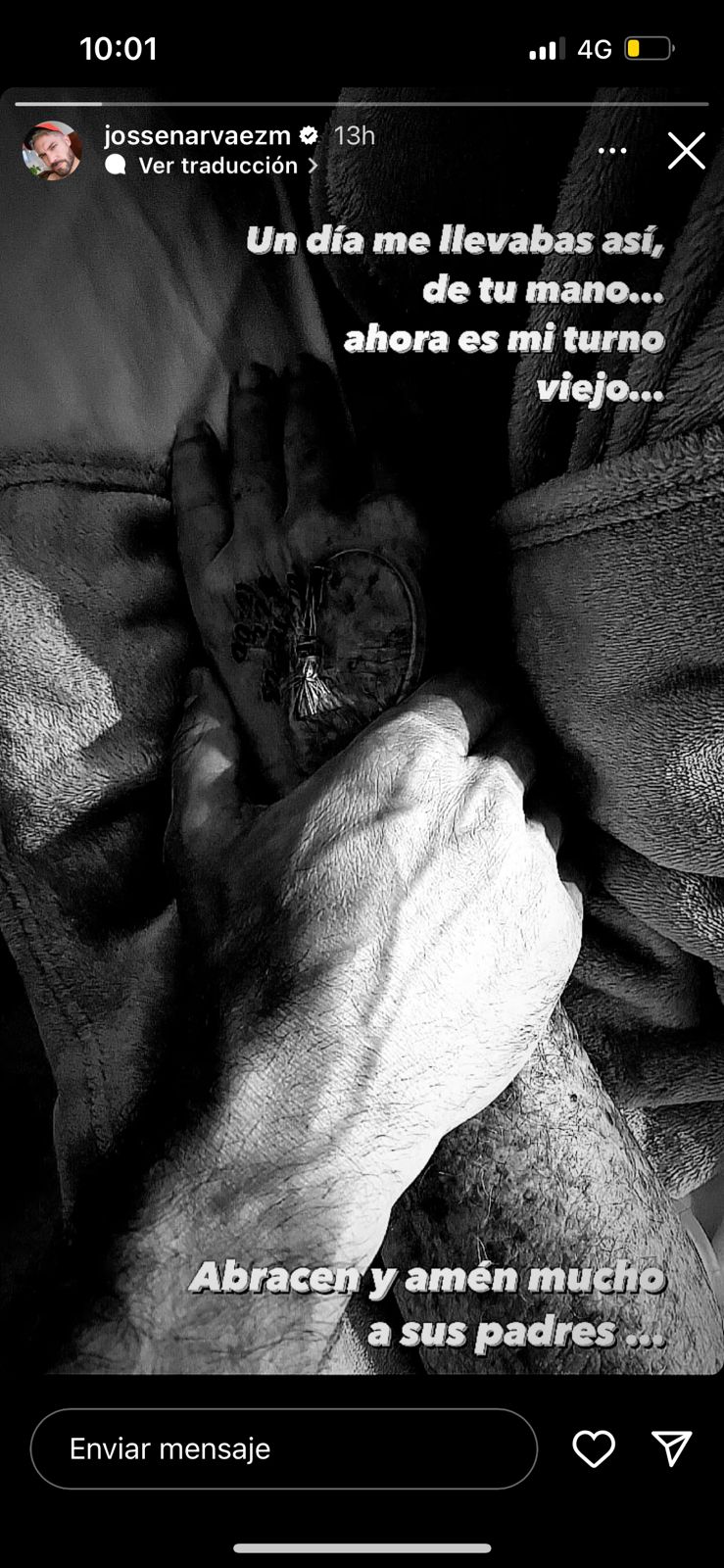 Josse Narváez se refirió a la salud de su padre y reveló la gran preocupación que tiene por su salud. Envió un sentido mensaje.