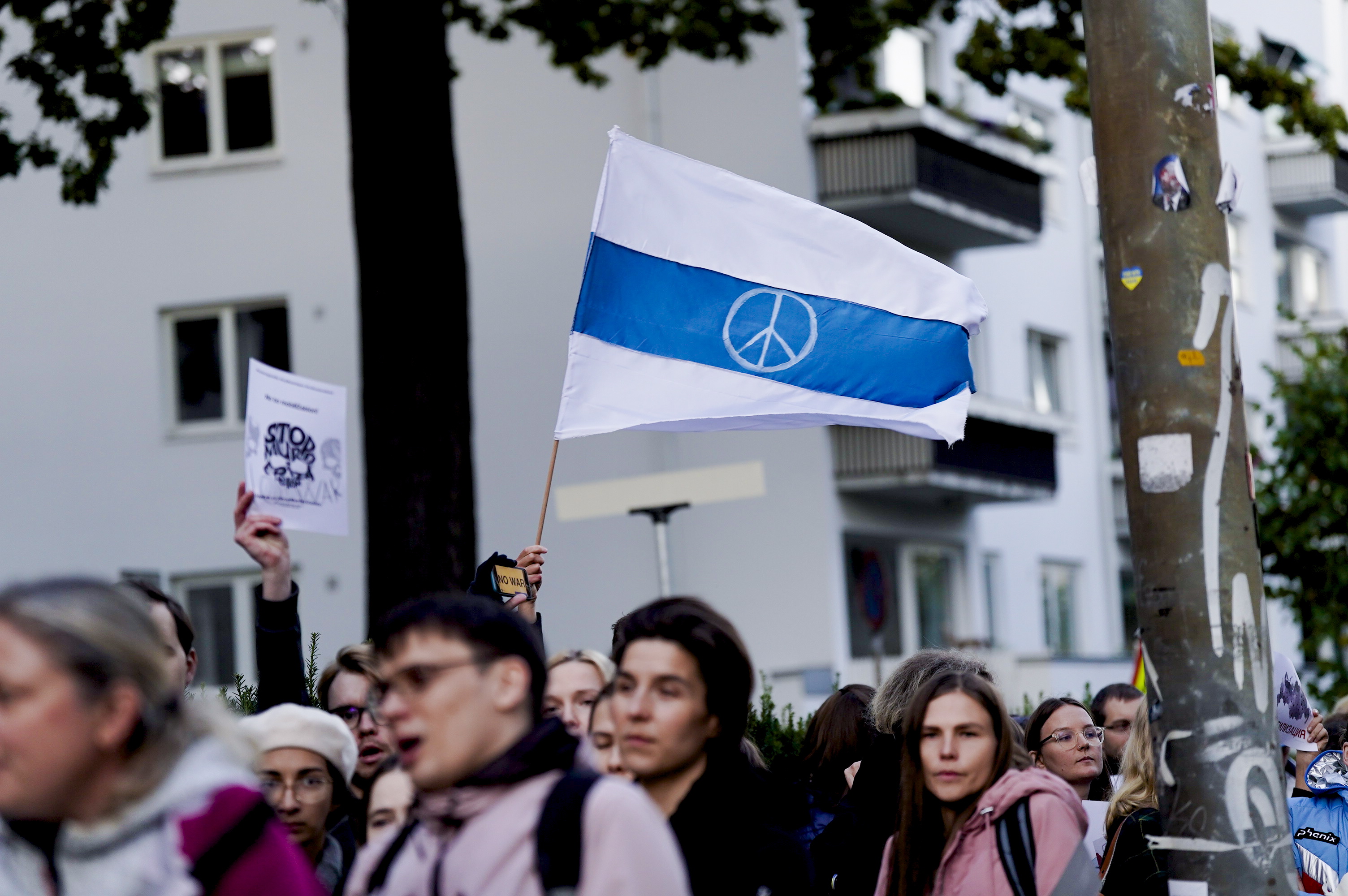 Manifestación frente a la embajada rusa en Oslo, Noruega.