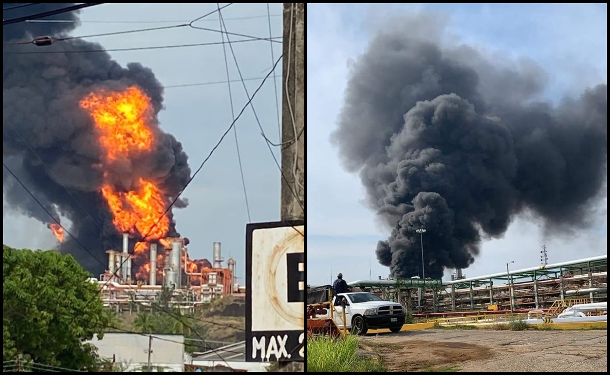 Reportan incendio en refinería Lázaro Cárdenas en Minatitlán, Veracruz