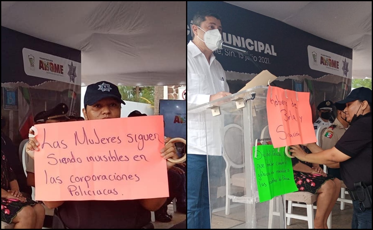 Mujer policía reclama a presidente municipal de Ahome, Sinaloa