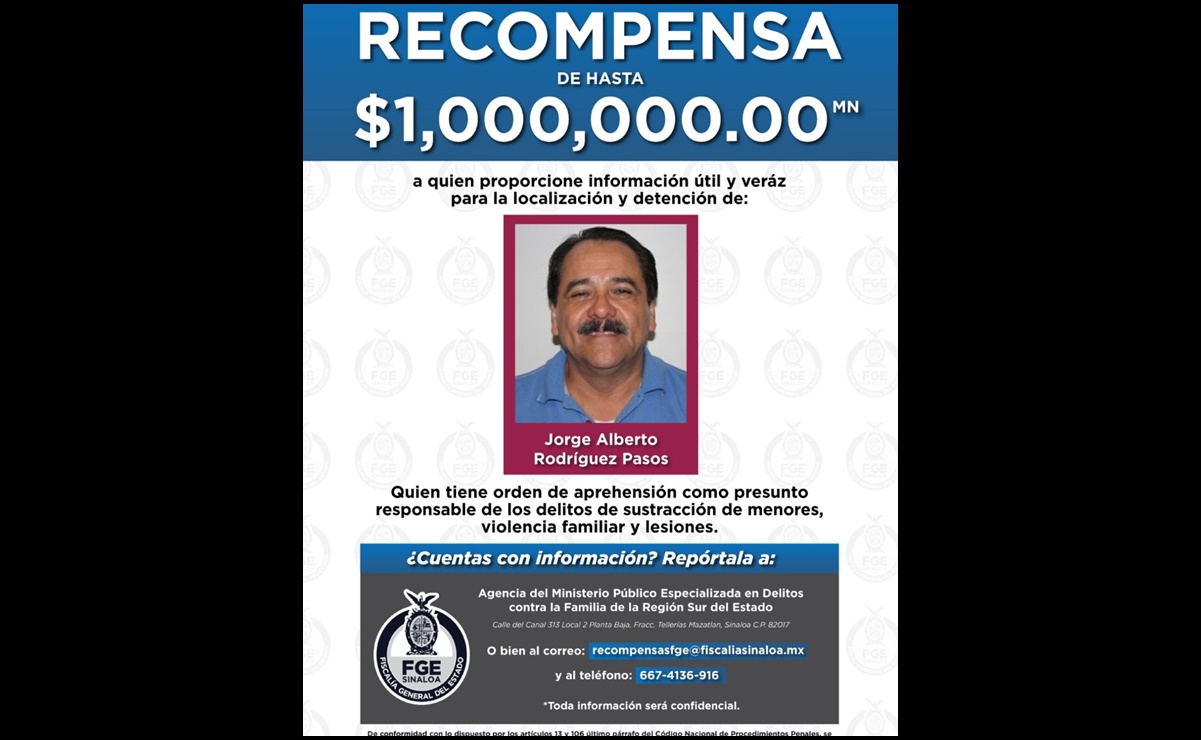 Ofrecen un millón de pesos de recompensa por Jorge Alberto, exalcalde de Mazatlán