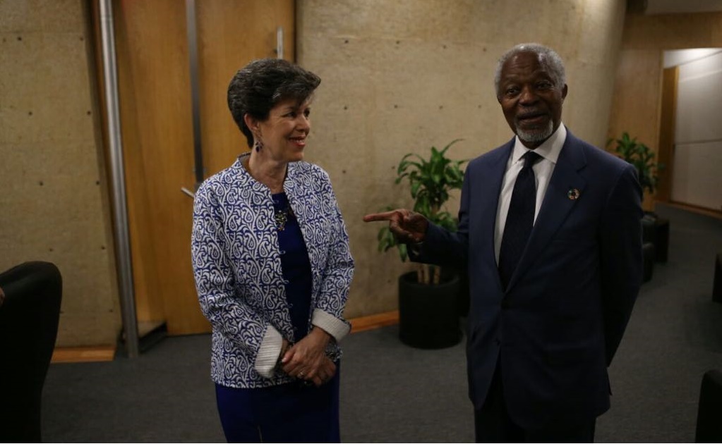 Magistrada presidenta del TEPJF se reúne con Kofi Annan