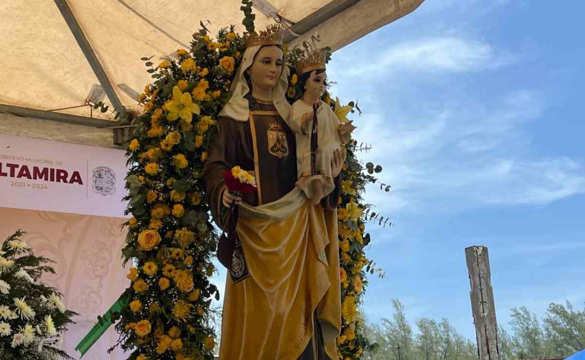 Realizan procesión en lanchas en honor a la Virgen del Carmen, en Tamaulipas