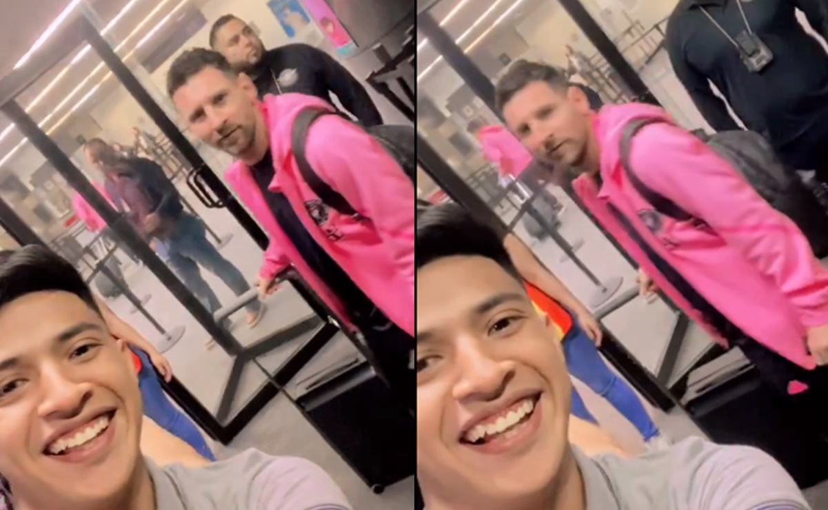 Aficionado logra tomarse foto con Messi en el aeropuerto de Monterrey