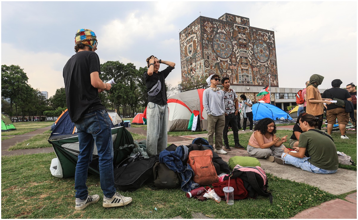 AMLO garantiza no represión a campamento proPalestina en la UNAM 