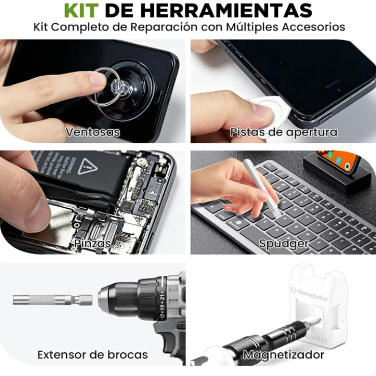 Puntas magnéticas y accesorios del kit de herramientas AXIDUN