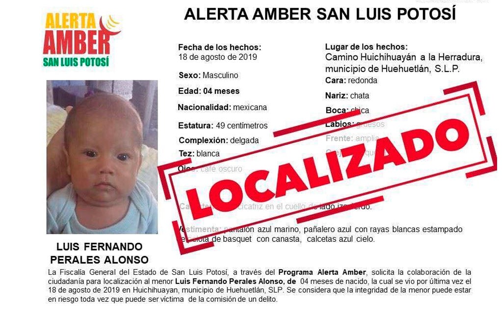 Localizan en Veracruz a bebé de 4 meses robado en SLP