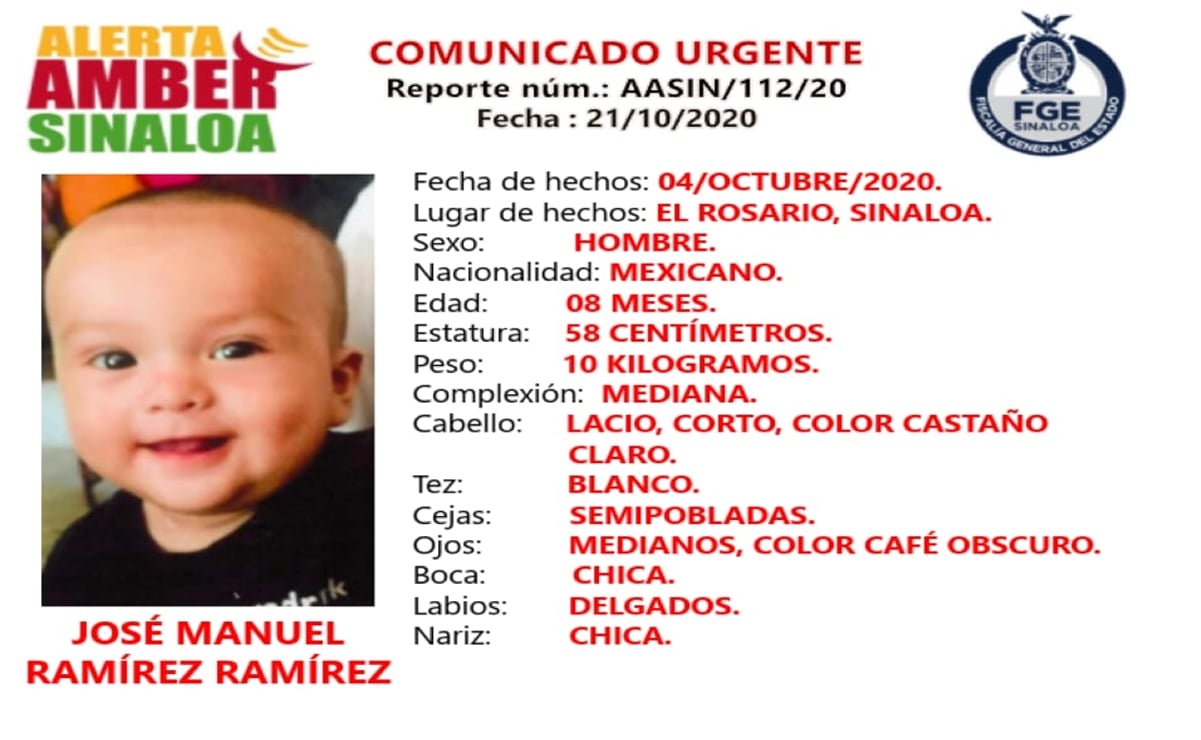Activan Alerta Amber por desaparición de un bebé de 8 meses en Sinaloa; iba con su mamá