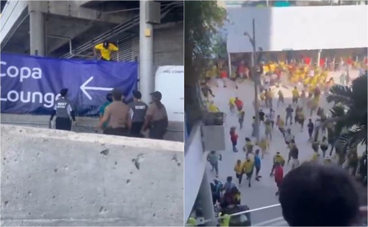 VIDEO: Caos y peleas entre aficionados colombianos y la policía en la previa de la Copa América