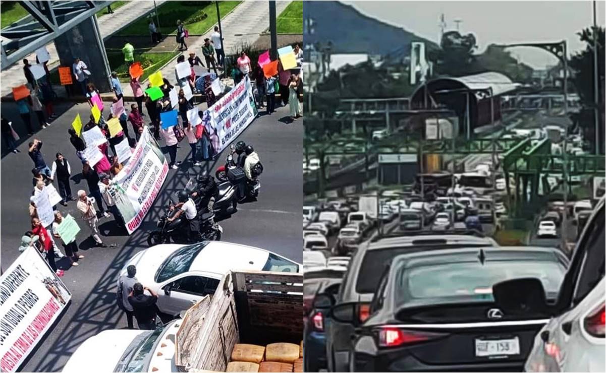 Caos vial en la Calzada Ignacio Zaragoza dirección CDMX por manifestación y ¡tianguis!