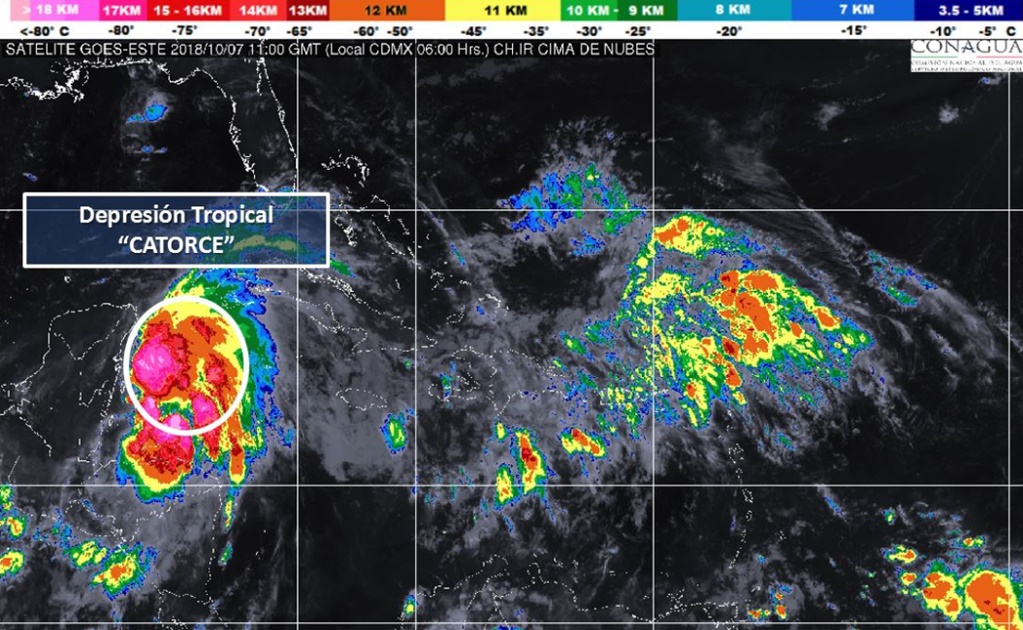 Depresión Tropical 14 se ubica al este Quintana Roo