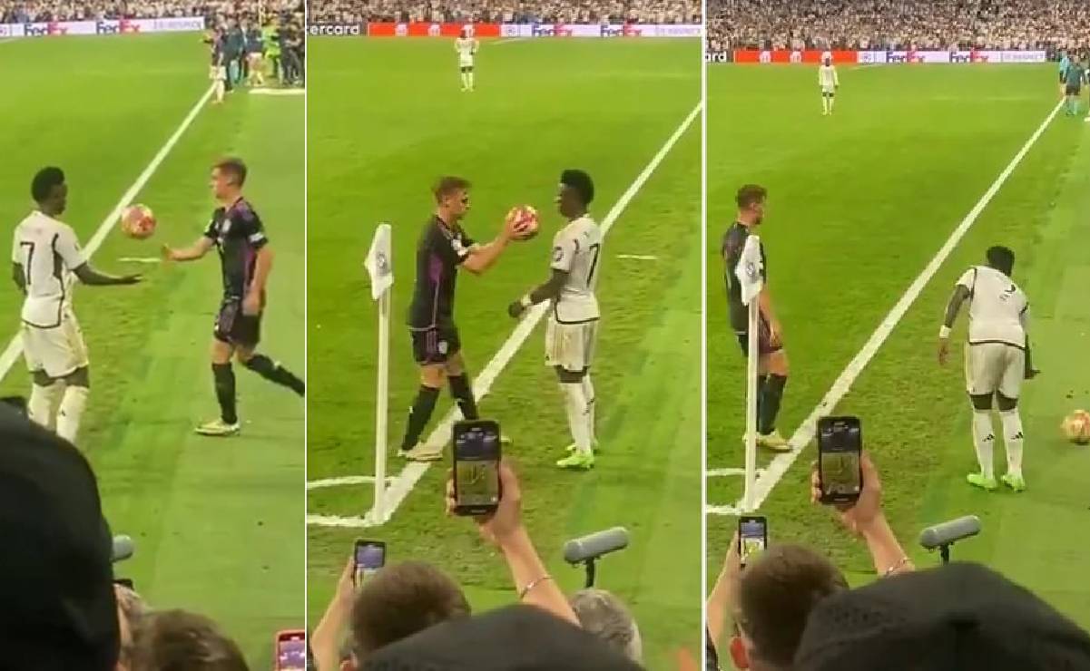 Vinícius realizó un polémico gesto contra Joshua Kimmich para ganar tiempo a favor del Real Madrid
