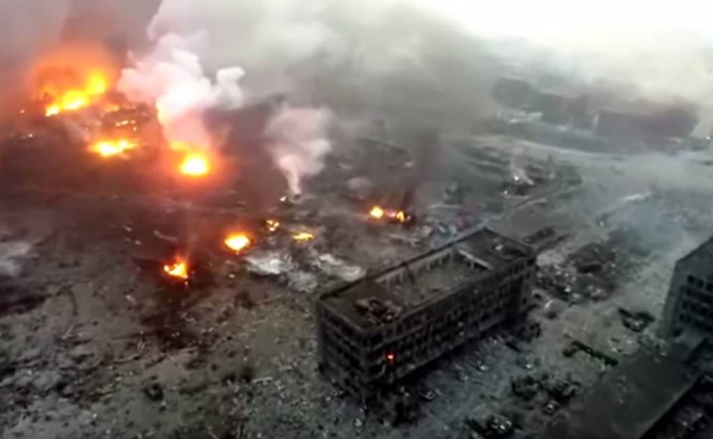 Drones captan devastación de puerto de Tianjin