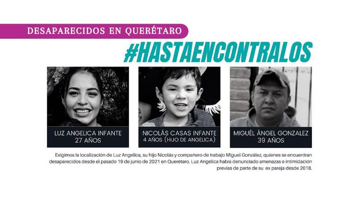 Angélica, Nicolás y Miguel Ángel están desaparecidos, familia niega versión de la Fiscalía