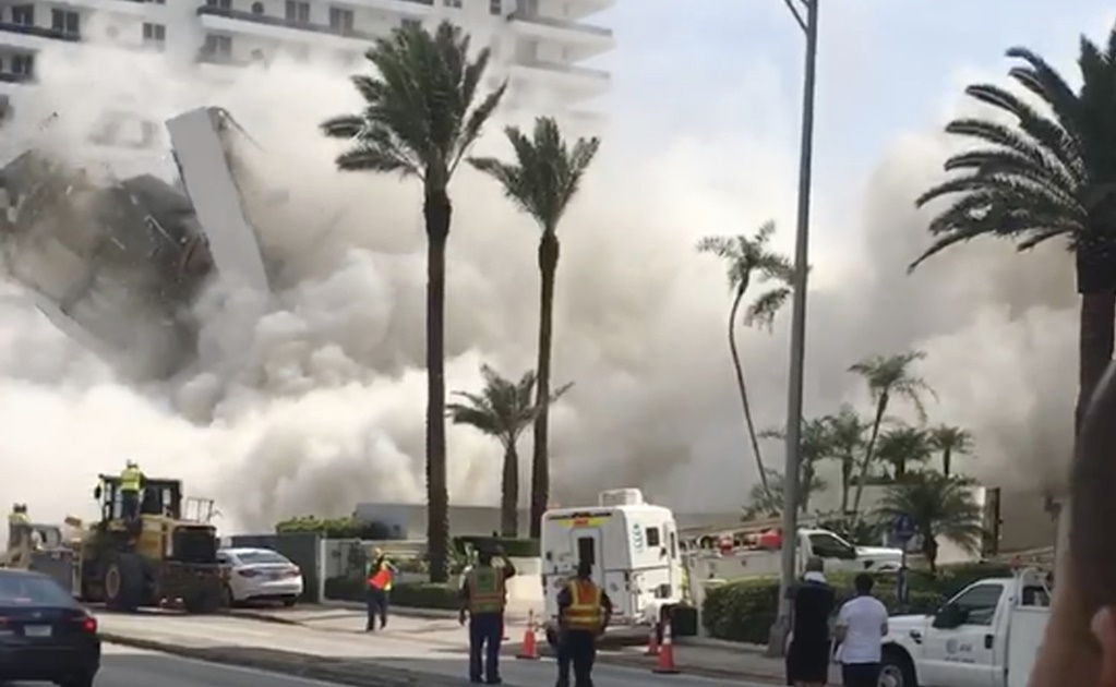 Edificio de Miami colapsa antes de ser demolido; hay una persona herida