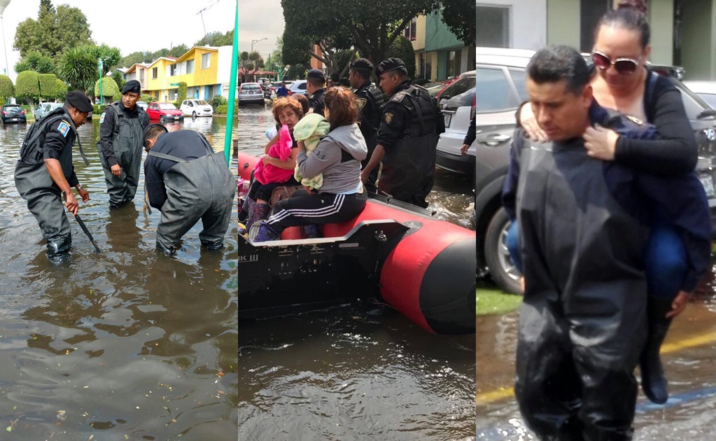 Policías ayudan a vecinos afectados por inundaciones