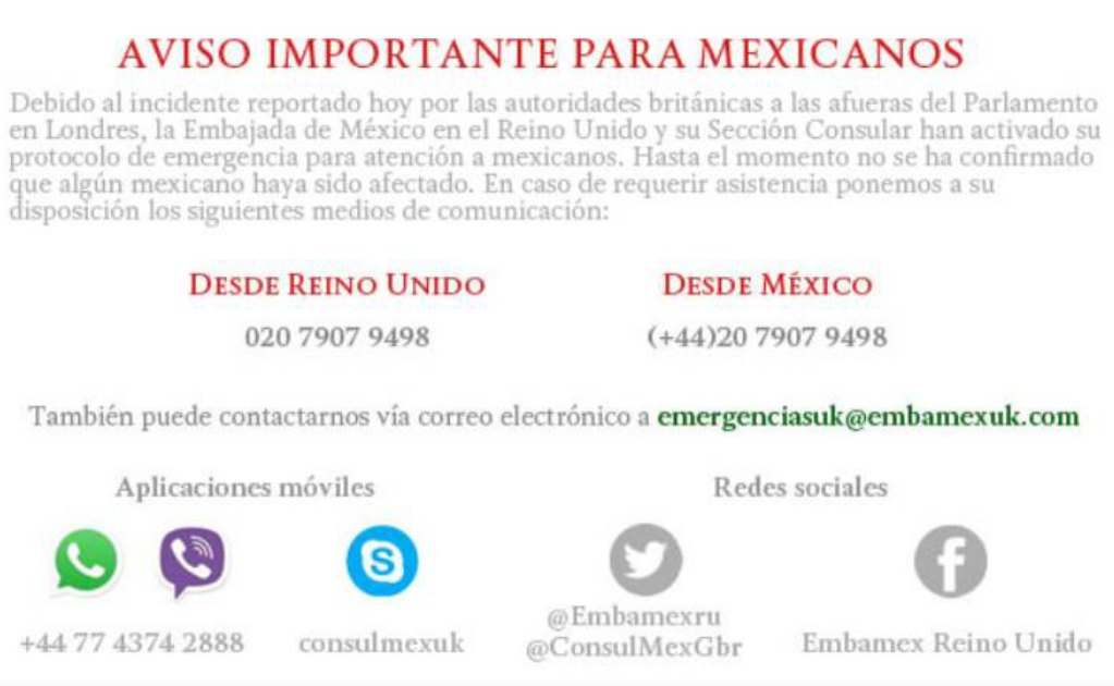 Embajada de México en Londres activa protocolo de emergencia