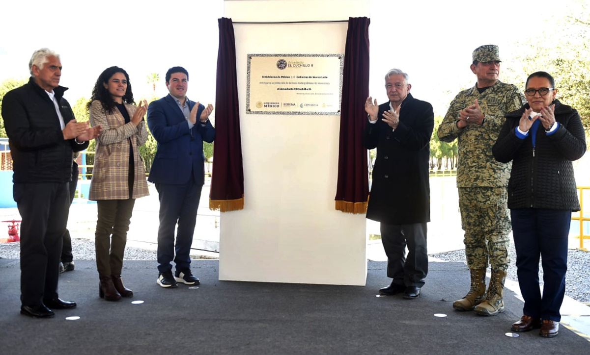 Inauguran AMLO y Samuel García acueducto El Cuchillo II; dotará de agua a 5.3 millones de habitantes