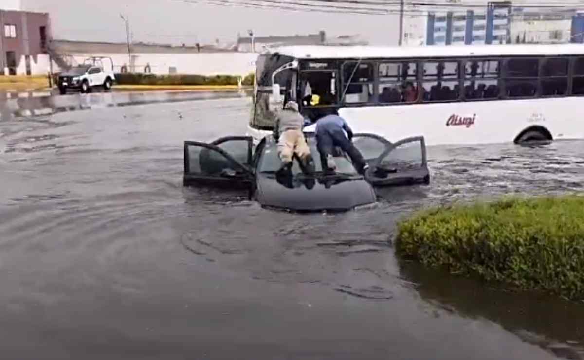 Fuerte lluvia deja inundaciones y árboles caídos en Naucalpan y Metepec, VIDEOS