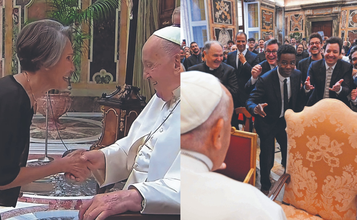 Papa Francisco sonríe con Florinda Meza