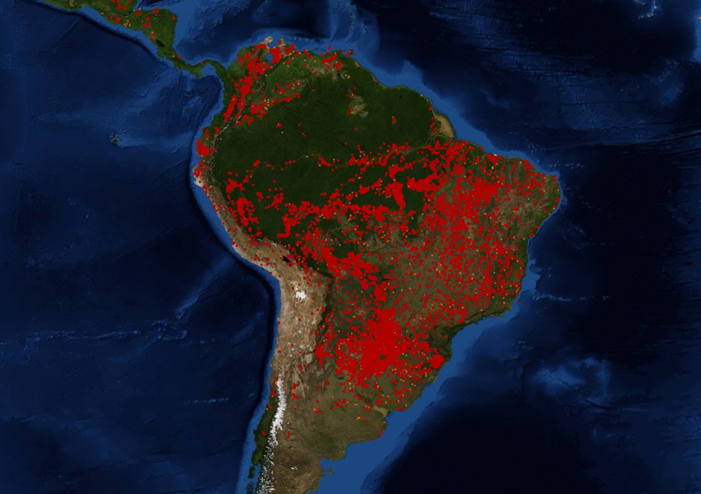Distancia entre las principales ciudades de Brasil y el incendio del Amazonas