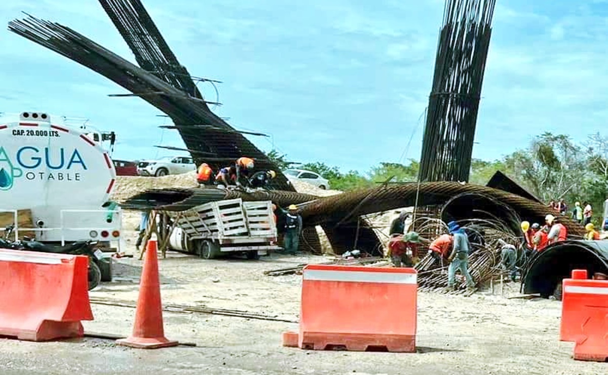 Se desploman estructuras en puente que forma parte de las obras del Tren Maya en Chetumal