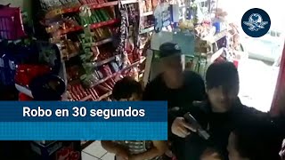 Captan asalto en tienda de abarrotes de Edomex