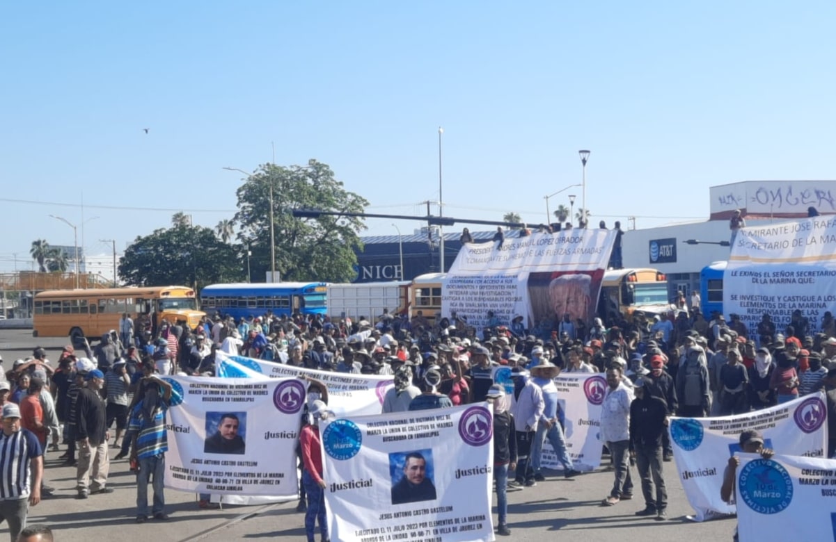 Exigen en manifestación castigar a elementos de la Marina presuntamente responsables de desapariciones en Navolato 